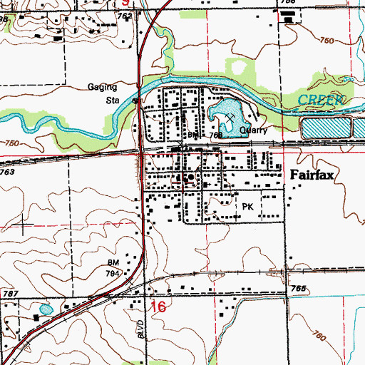 Topographic Map of Fairfax Post Office, IA