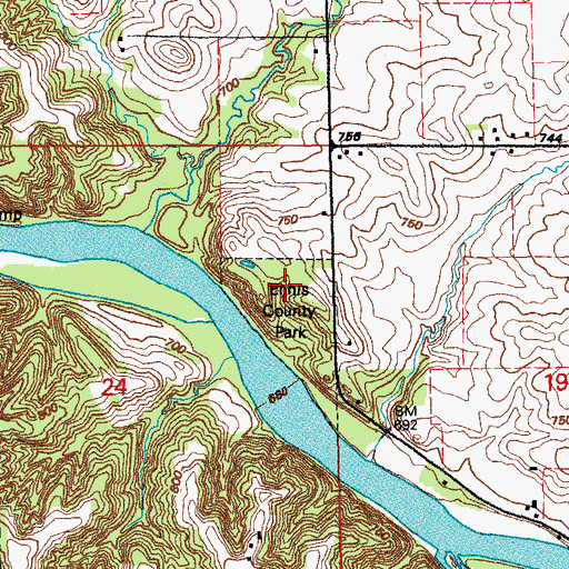 Topographic Map of Ennis County Park, IA