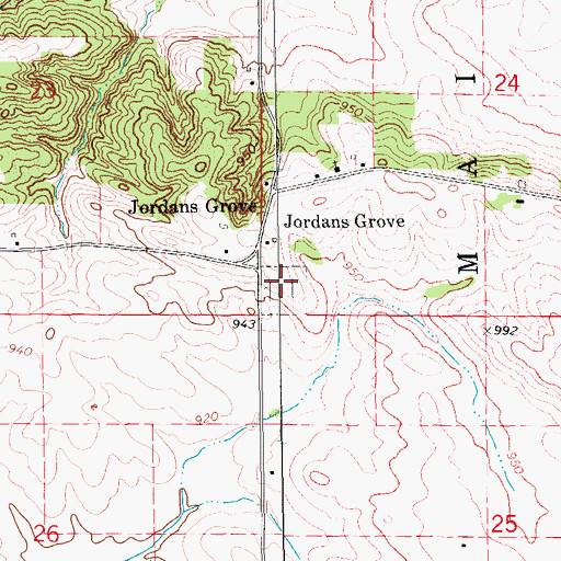 Topographic Map of Jordan's Grove Cemetery, IA