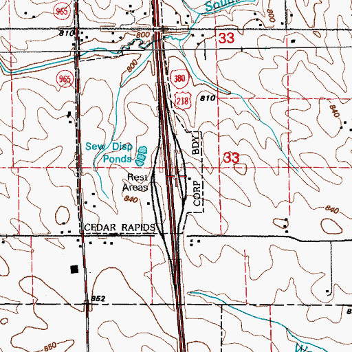 Topographic Map of Cedar Rapids North Bound Rest Area, IA