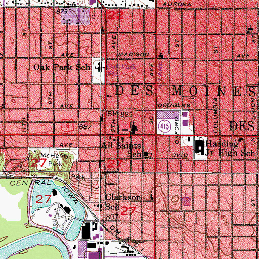 Topographic Map of Highland Park Presbyterian Church, IA