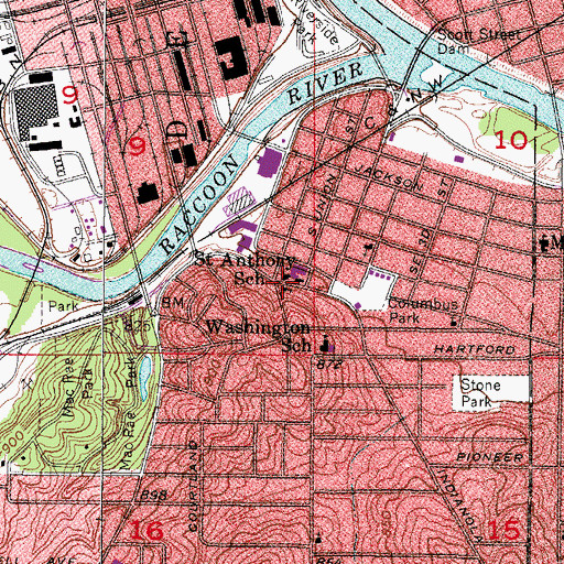 Topographic Map of Saint Anthony's Church, IA