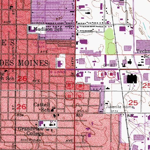 Topographic Map of Radio City Mobile Home Park, IA