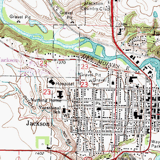 Topographic Map of Jackson County Central High School, MN