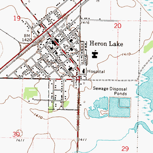 Topographic Map of Evangelical Lutheran Church, MN
