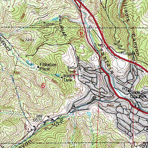 Topographic Map of KXRE-AM (Manitou Springs), CO