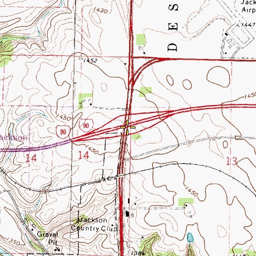 Topographic Map of Interchange 73, MN