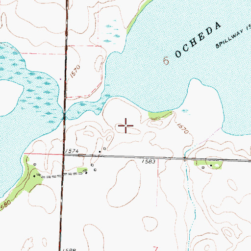 Topographic Map of Lake Ocheda Game Refuge, MN