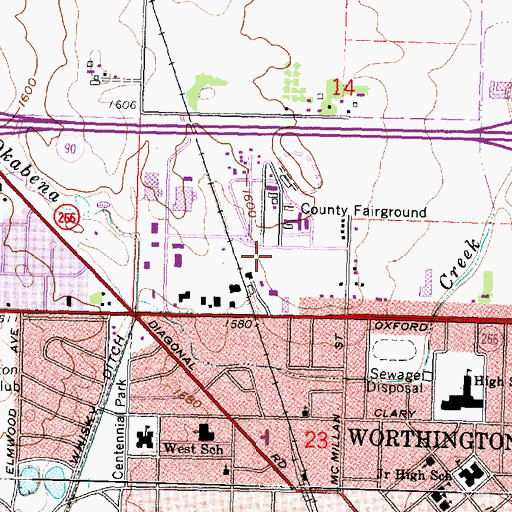Topographic Map of Worthington Speedway, MN