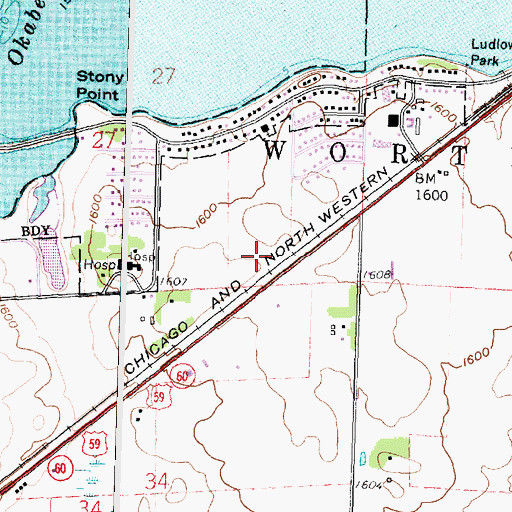 Topographic Map of Prairie Elementary School, MN