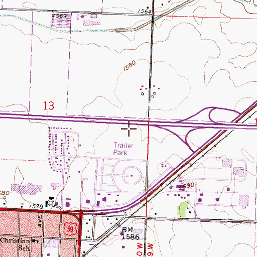 Topographic Map of Worthington Christian School, MN