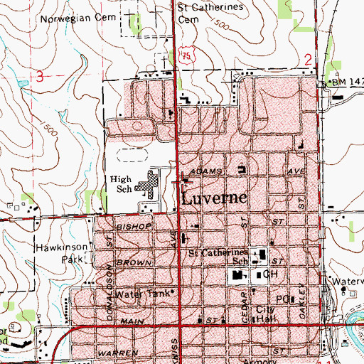 Topographic Map of Bethany Lutheran Church, MN