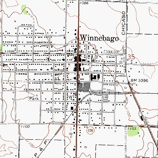 Topographic Map of Winnebago Police Department, MN