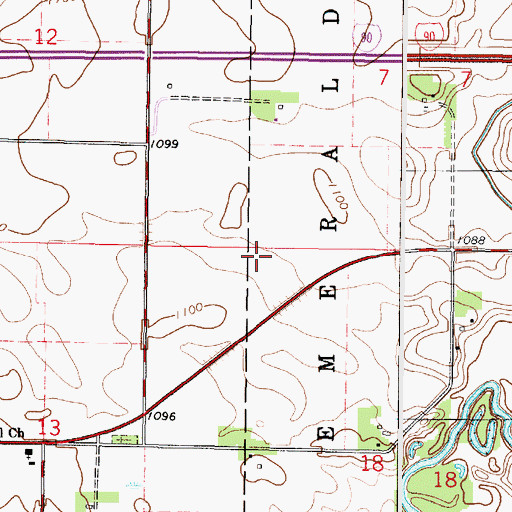 Topographic Map of Immanuel United Methodist Cemetery, MN
