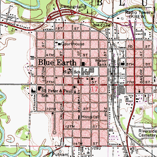 Topographic Map of First Presbyterian Church, MN
