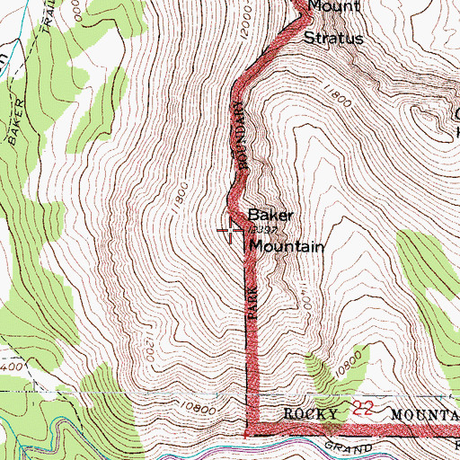 Topographic Map of Baker Mountain, CO