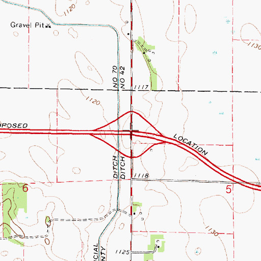 Topographic Map of Interchange 107, MN