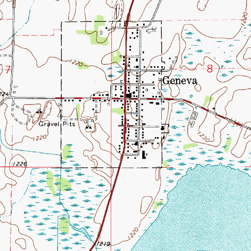 Topographic Map of Geneva Post Office, MN