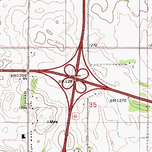 Topographic Map of Interchange 159, MN