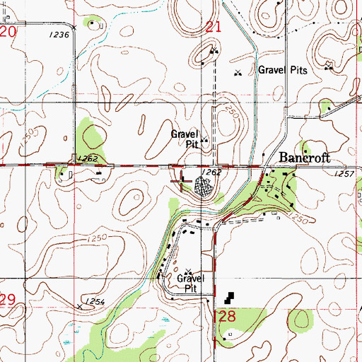 Topographic Map of Freeborn County Poor Farm Cemetery, MN