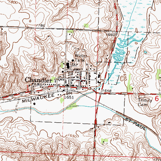 Topographic Map of Chandler Reformed Church, MN