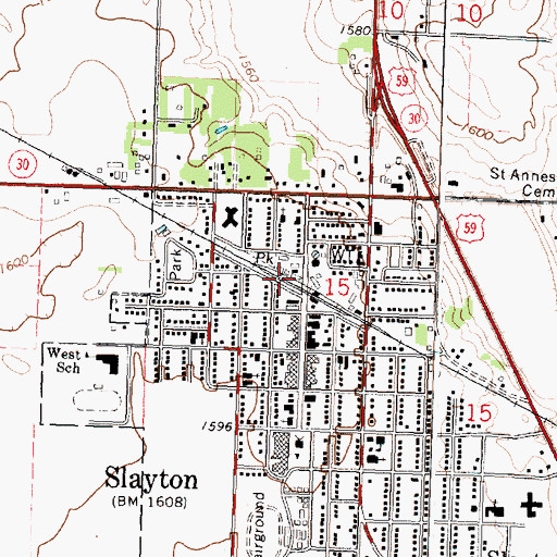 Topographic Map of Slayton (historical), MN
