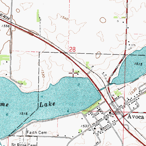 Topographic Map of Lime Lake Rest Area, MN