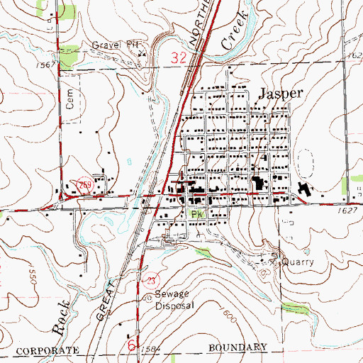 Topographic Map of Jasper Mini Mall, MN