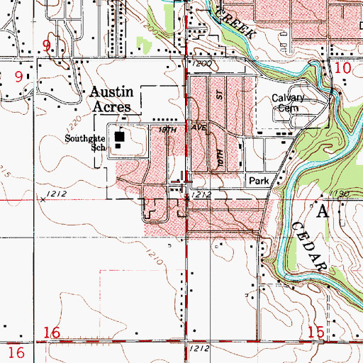 Topographic Map of Austin Baptist Chapel, MN