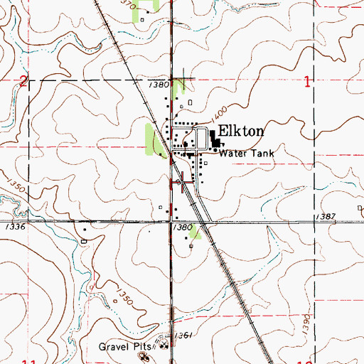 Topographic Map of Elkton (historical), MN