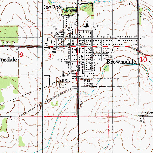 Topographic Map of Brownsdale (historical), MN
