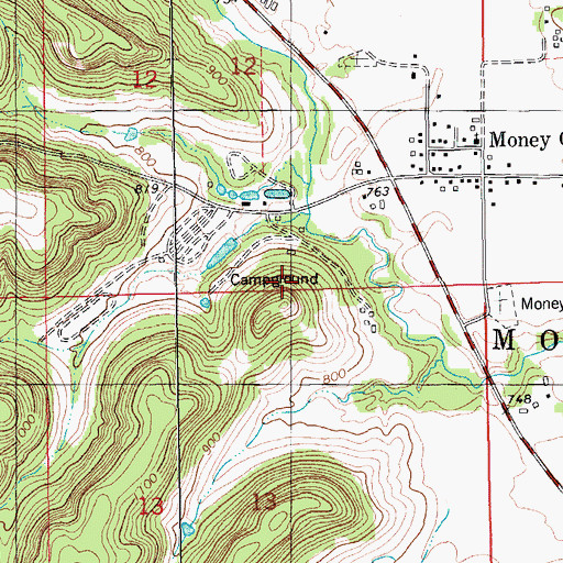 Topographic Map of Money Creek Haven Campground, MN