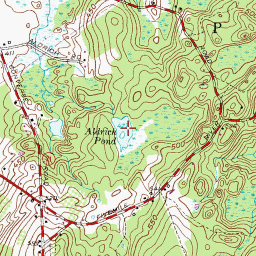 Topographic Map of Aldrich Pond, CT