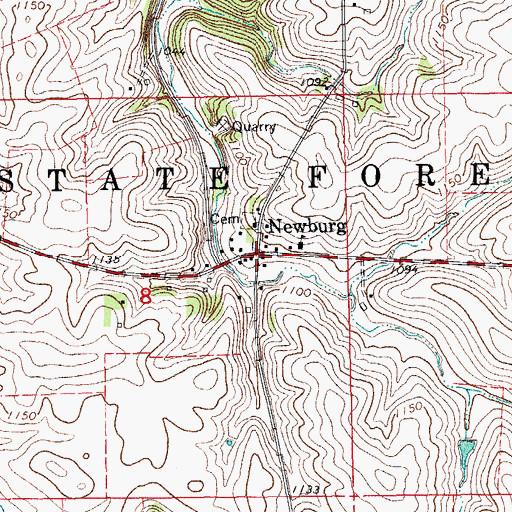 Topographic Map of Newburg Post Office (historical), MN