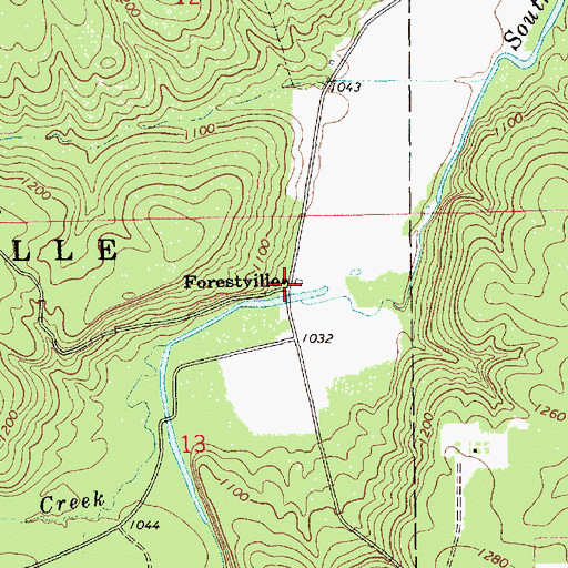 Topographic Map of Forestville Post Office (historical), MN