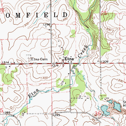 Topographic Map of Etna Post Office (historical), MN