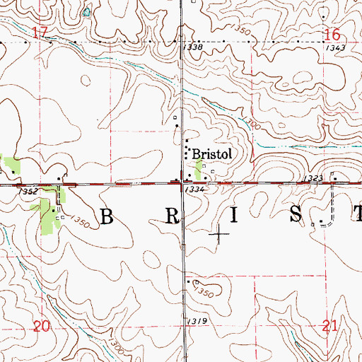 Topographic Map of Bristol Post Office (historical), MN