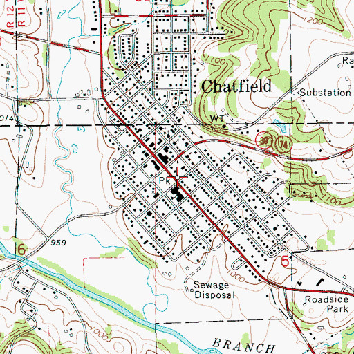 Topographic Map of Chatfield Fire Department, MN