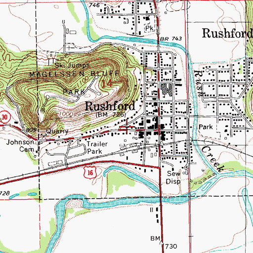 Topographic Map of Emmanuel Episcopal Church, MN