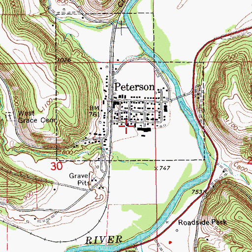 Topographic Map of Grace Lutheran Church, MN