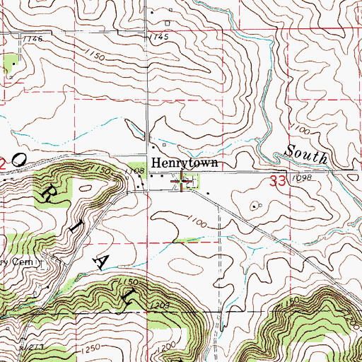 Topographic Map of Henrytown Lutheran Church, MN