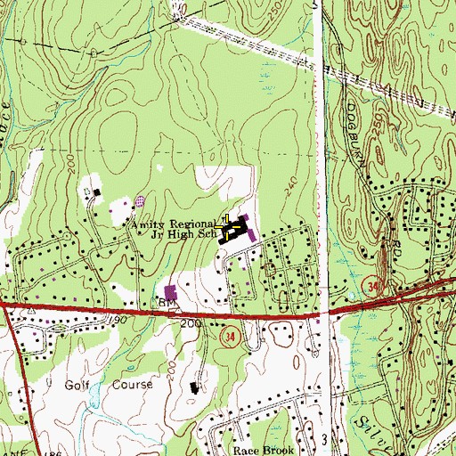 Topographic Map of Amity Regional Junior High School, CT