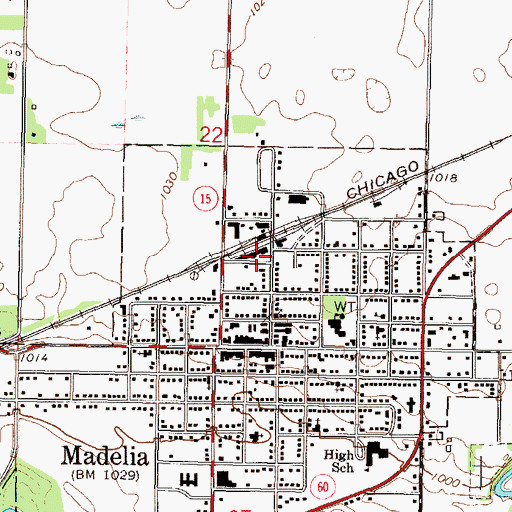 Topographic Map of Madelia, MN