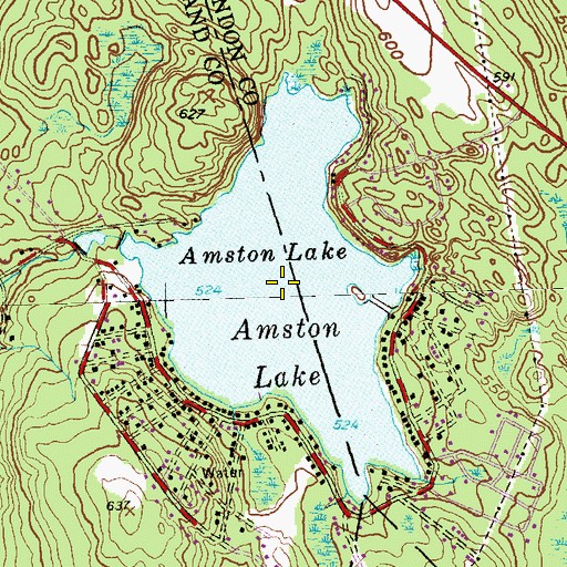 Topographic Map of Amston Lake, CT