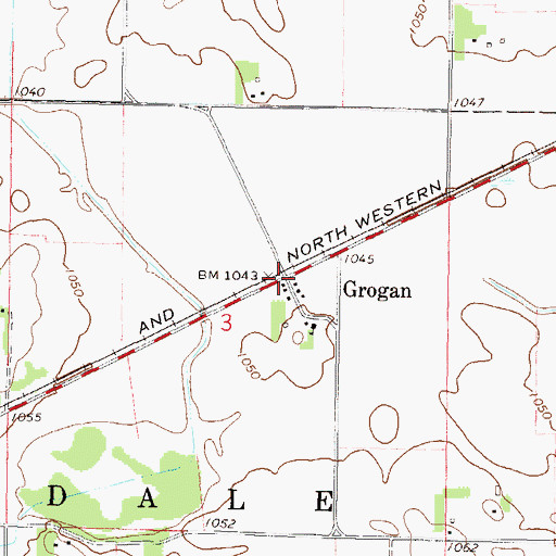 Topographic Map of Grogan Post Office (historical), MN