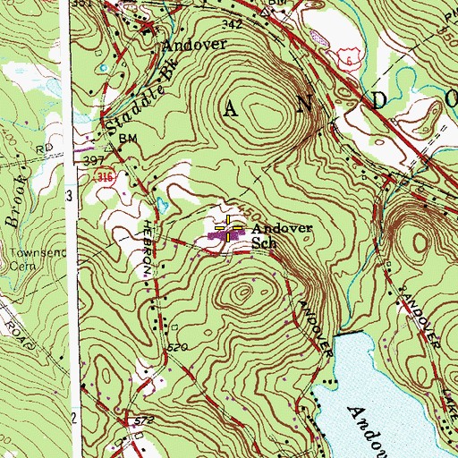 Topographic Map of Andover Elementary School, CT