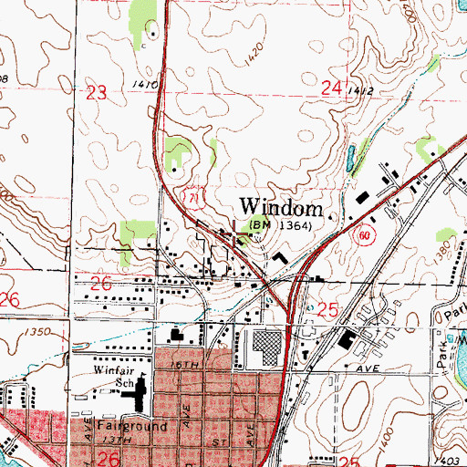 Topographic Map of Windom Family Medical Center, MN