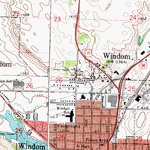 Topographic Map of Abby Park, MN