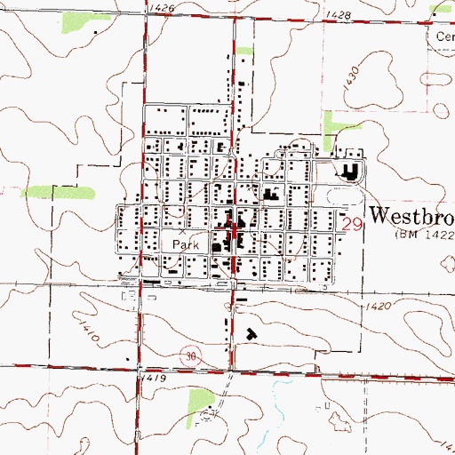 Topographic Map of Westbrook Heritage House Museum, MN