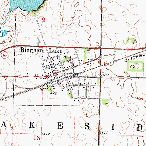 Topographic Map of Bingham Lake, MN
